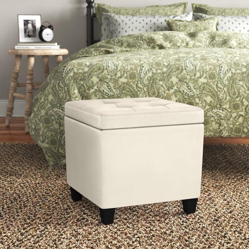 Wide Leatherette Tufted Square Storage Ottoman with Storage