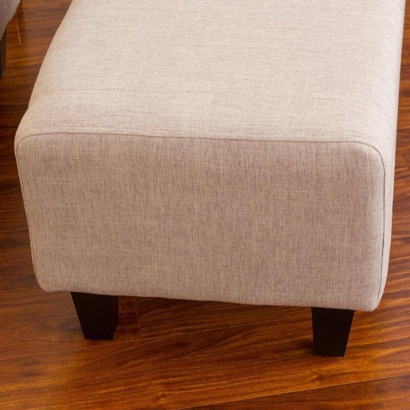 Wide Tufted Linen Armchair and Ottoman - Ouch Cart 