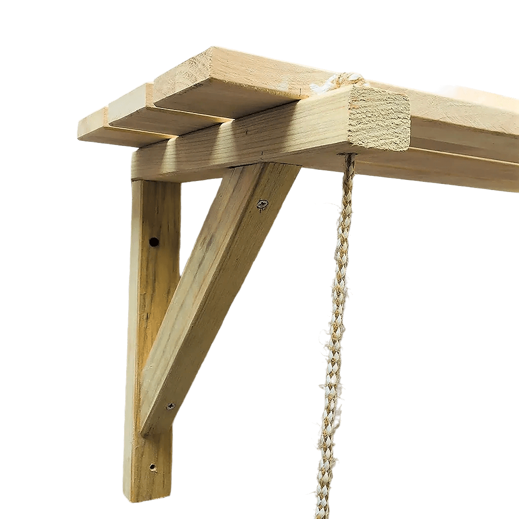 Wooden Bracket Shelf With Hanging Rope/Timber Clothes Rack ( With Complementary Coaster ) By Miza