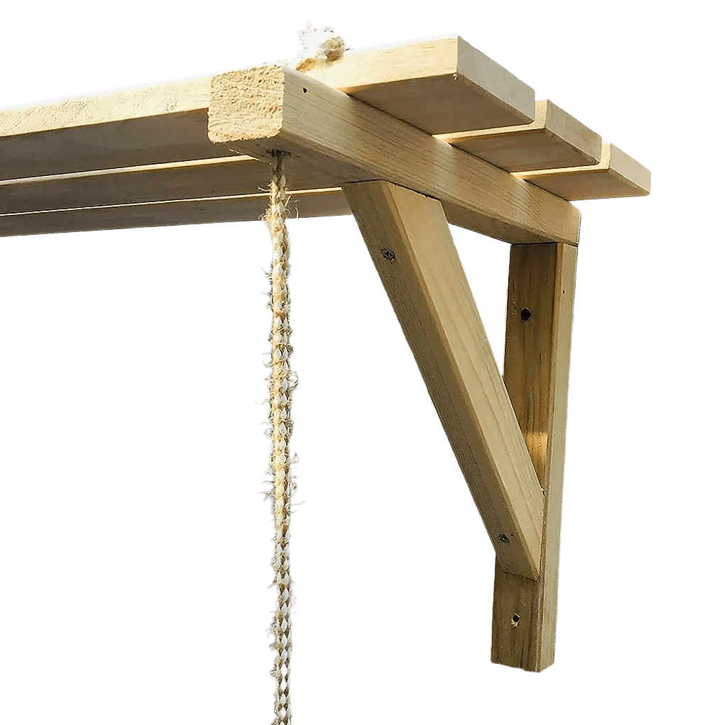 Wooden Bracket Shelf With Hanging Rope/Timber Clothes Rack ( With Complementary Coaster ) By Miza