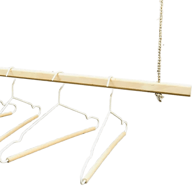 Wooden Bracket Shelf With Hanging Rope/Timber Clothes Rack ( With Complementary Coaster ) By Miza - Ouch Cart 