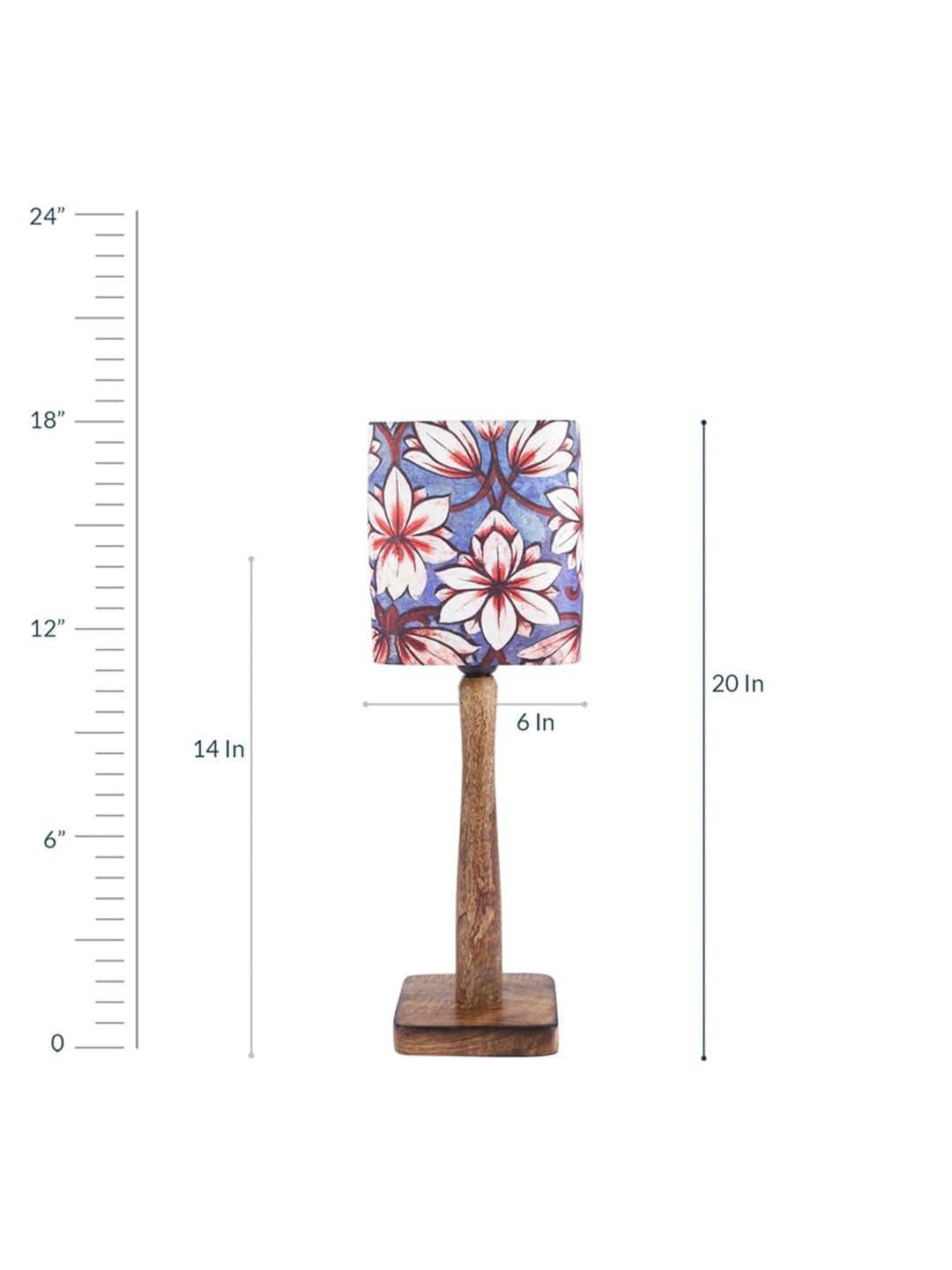 Blue Flowers Wooden Lamp - Ouch Cart 