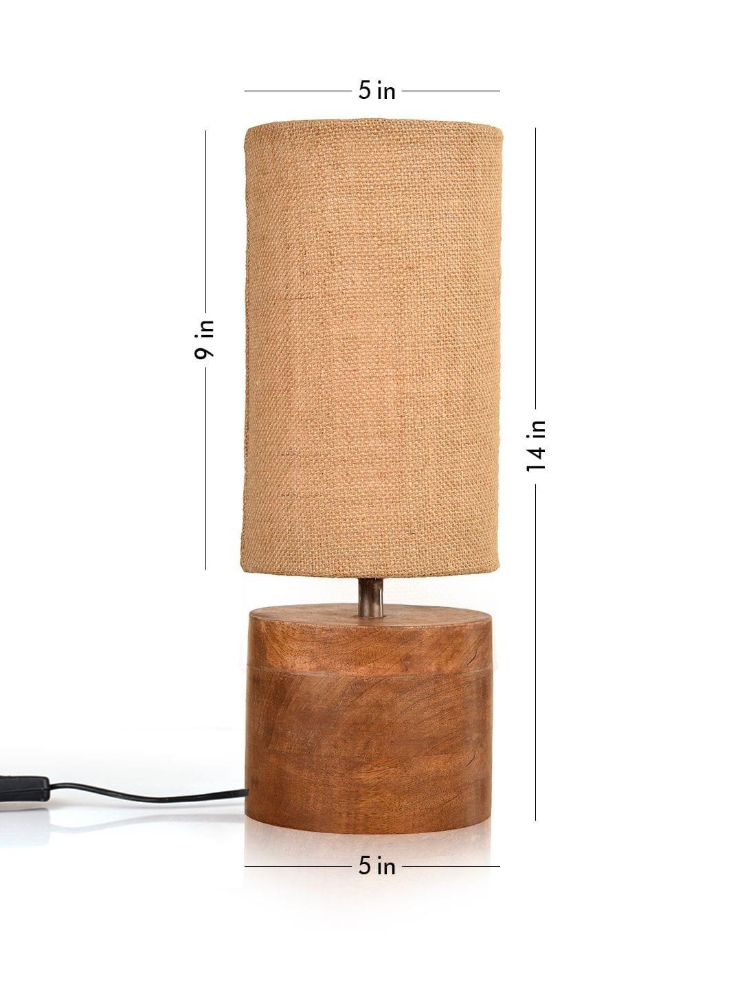 Wooden Log Table Lamp with Brown Jute Shade - Ouch Cart 