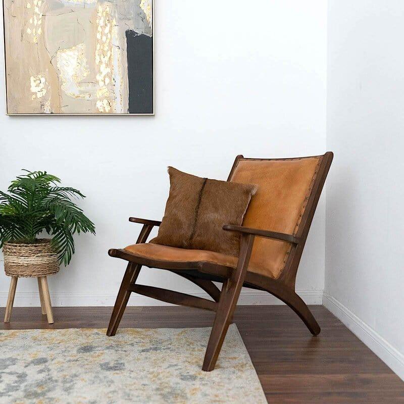 Wide Wooden Antique Upholstery Chair for living room - Ouch Cart 