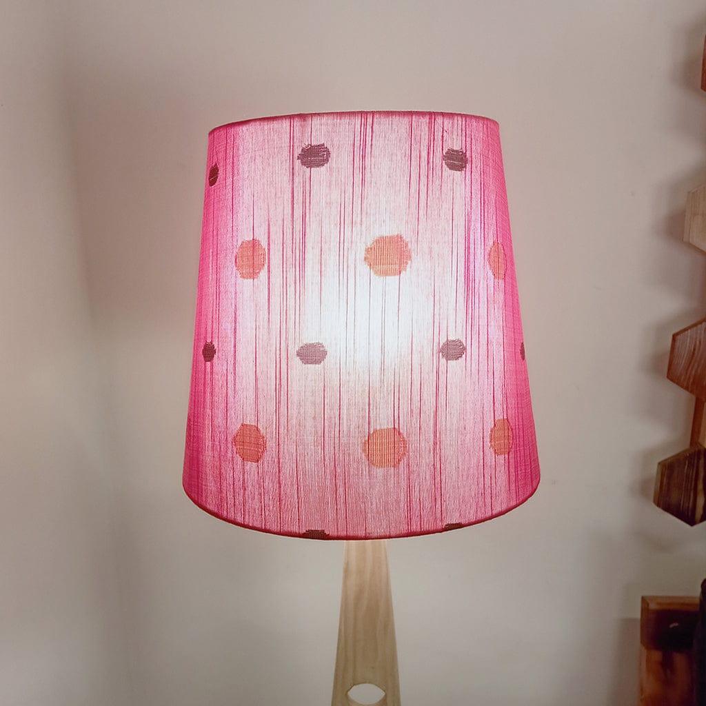 Bevel Wooden Floor Lamp with Beige Base and Red Printed Fabric Lampshade - Ouch Cart 