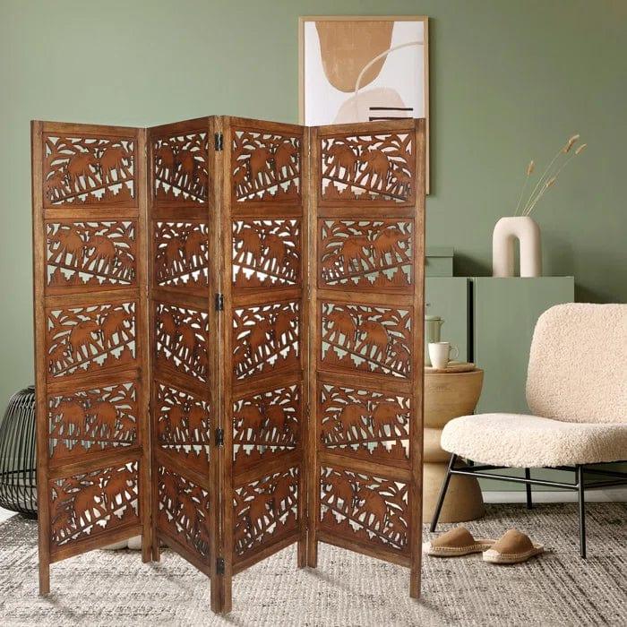 Bidwell 202Cm W x 183Cm H 4 - Panel Folding Room Divider - Ouch Cart 