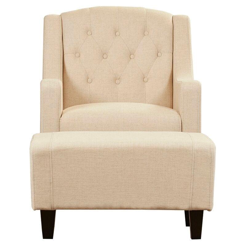 Wide Tufted Armchair and Ottoman - Ouch Cart 