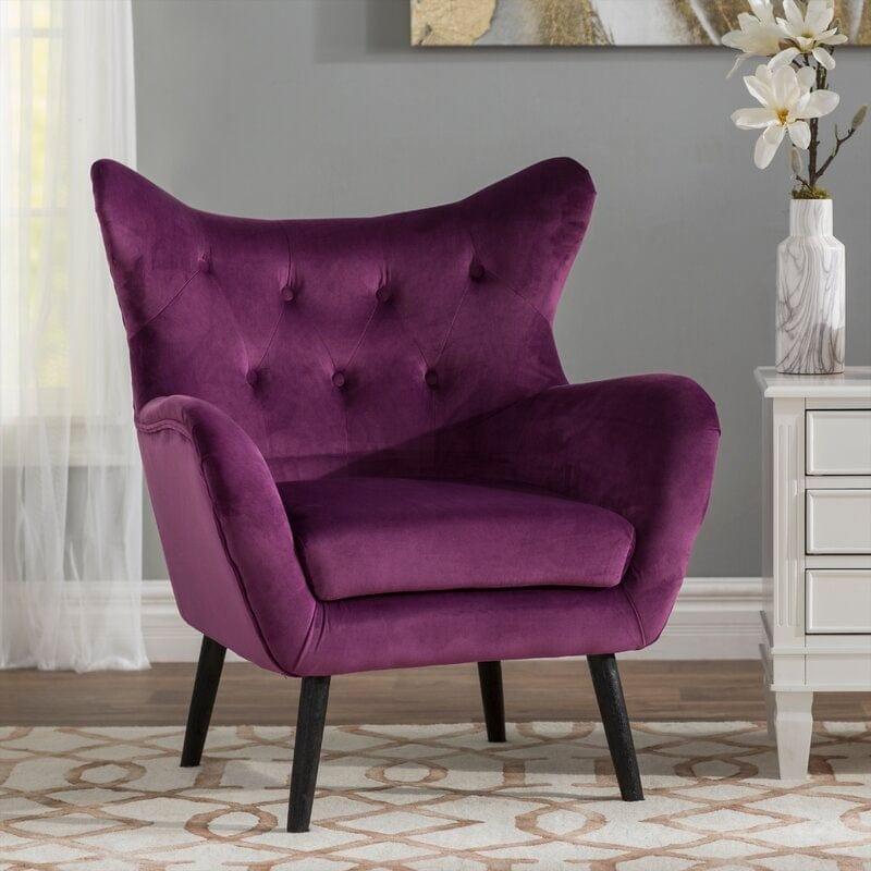 Wide Tufted Velvet Wingback Chair