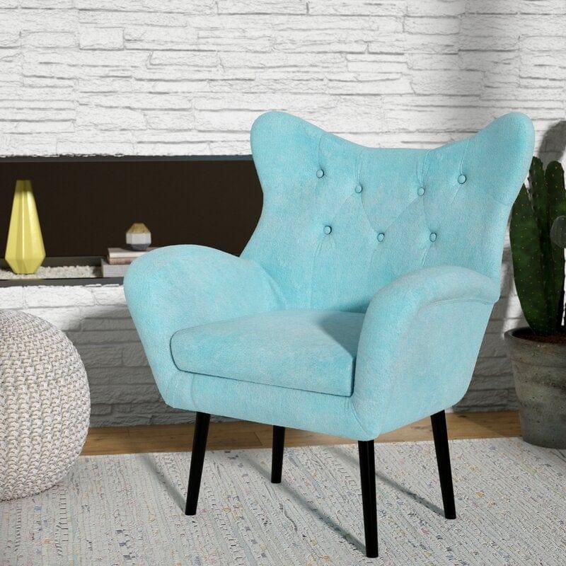 Wide Tufted Velvet Wingback Chair