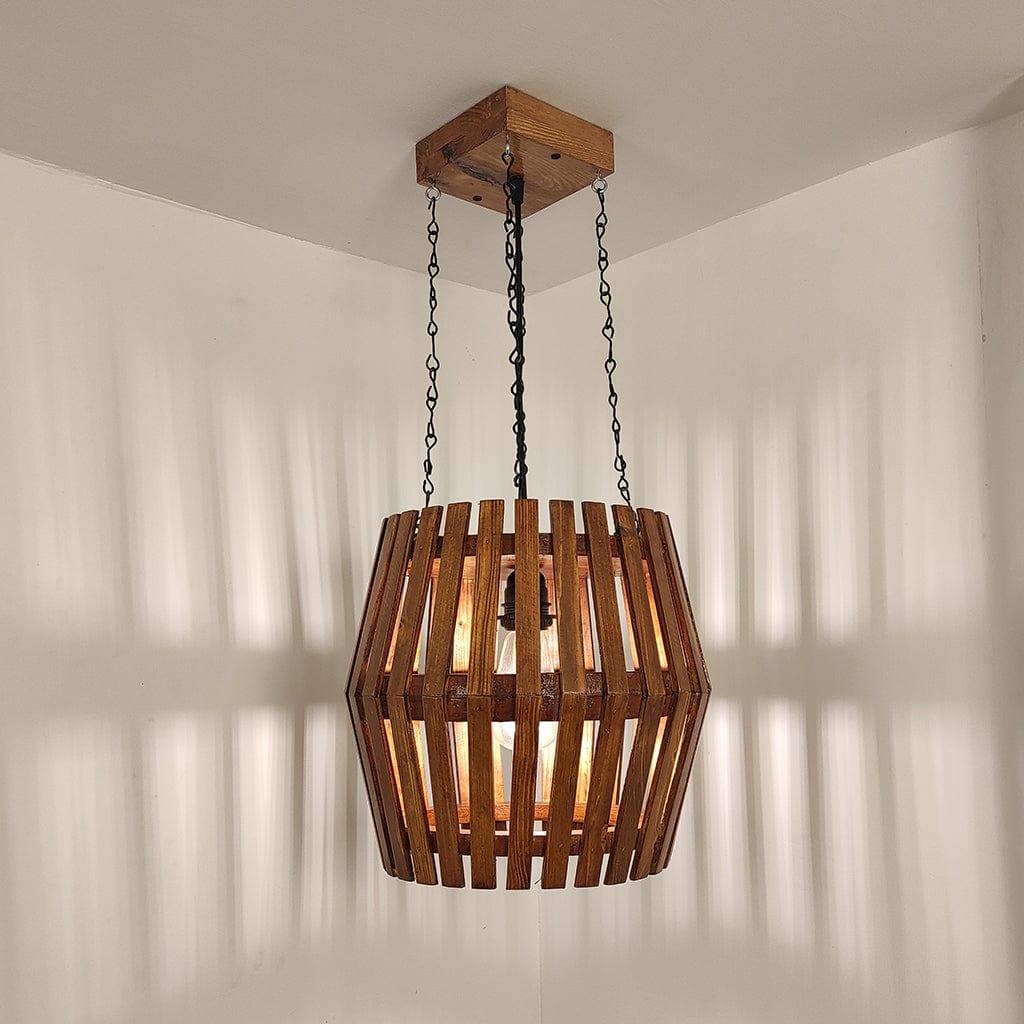 Bourbon Brown Wooden Single Hanging Lamp - Ouch Cart 