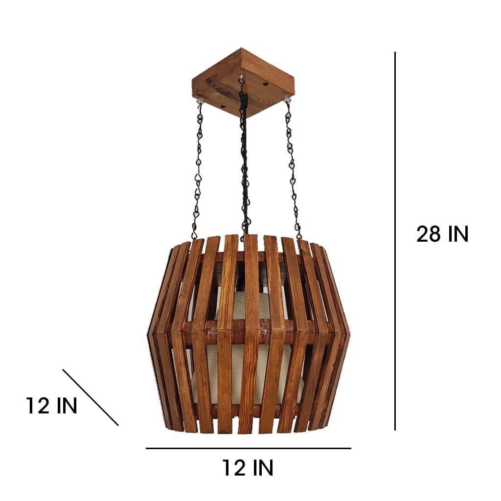 Bourbon Brown Wooden Single Hanging Lamp