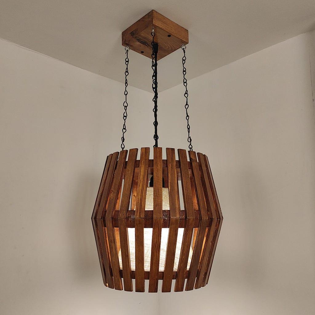 Bourbon Brown Wooden Single Hanging Lamp - Ouch Cart 