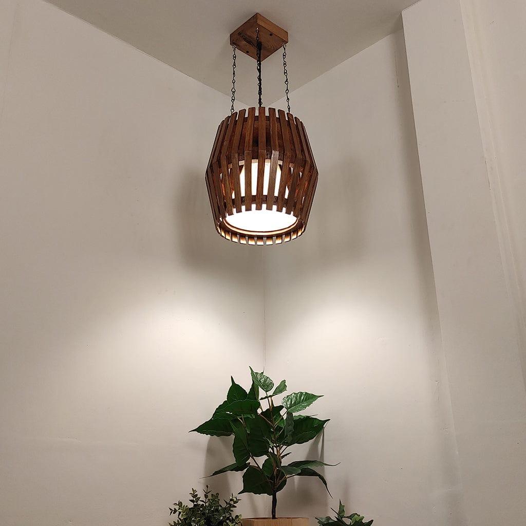 Bourbon Brown Wooden Single Hanging Lamp - Ouch Cart 