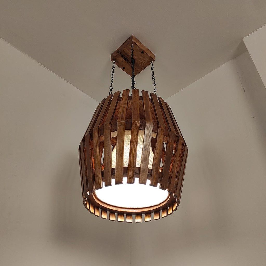 Bourbon Brown Wooden Single Hanging Lamp - Ouch Cart 