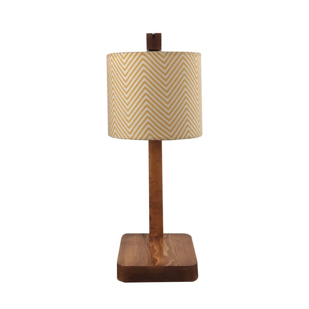 Elementary Wooden Table Lamp with Brown Base and Premium Yellow Fabric Lampshade (BULB NOT INCLUDED) - Ouch Cart 