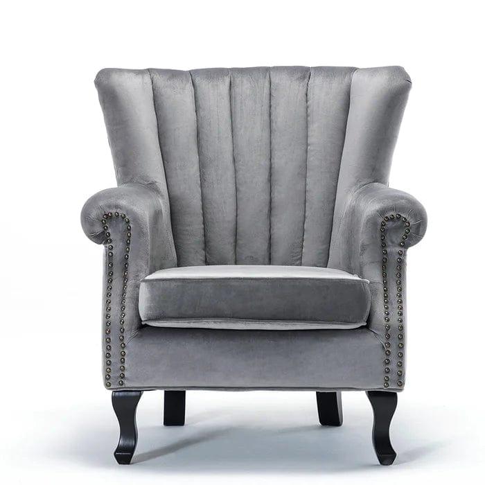 Cadsden Wide Tufted Velvet Wingback Chair - Ouch Cart 