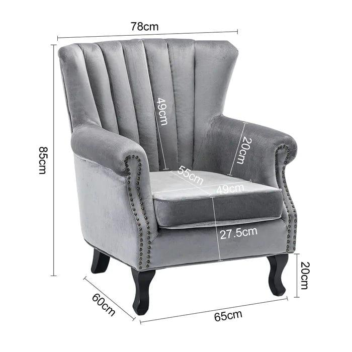 Cadsden Wide Tufted Velvet Wingback Chair - Ouch Cart 