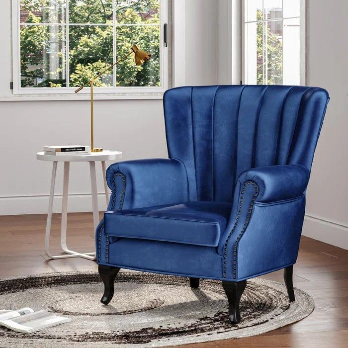 Cadsden Wide Tufted Velvet Wingback Chair - Ouch Cart 