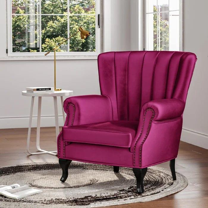 Cadsden Wide Tufted Velvet Wingback Chair - Ouch Cart 