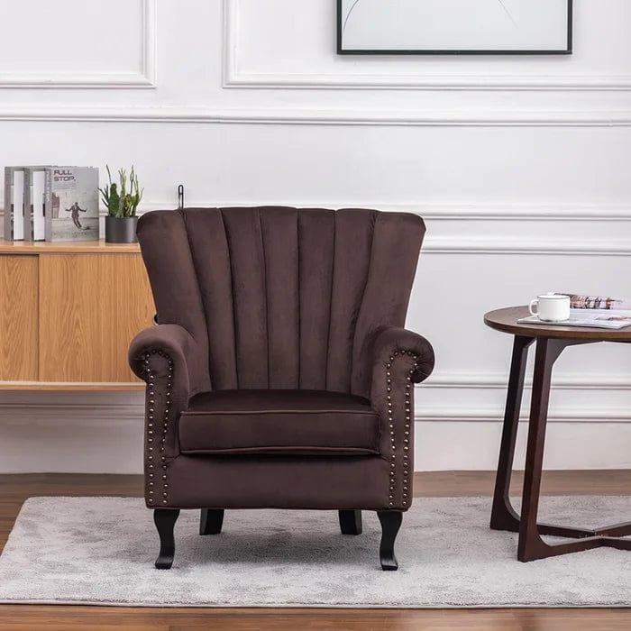 Cadsden Wide Tufted Velvet Wingback Chair - Ouch Cart 