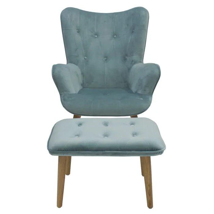 Caleigh Wide Tufted Armchair and Ottoman - Ouch Cart 