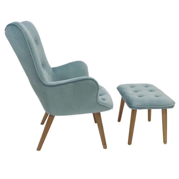 Caleigh Wide Tufted Armchair and Ottoman - Ouch Cart 