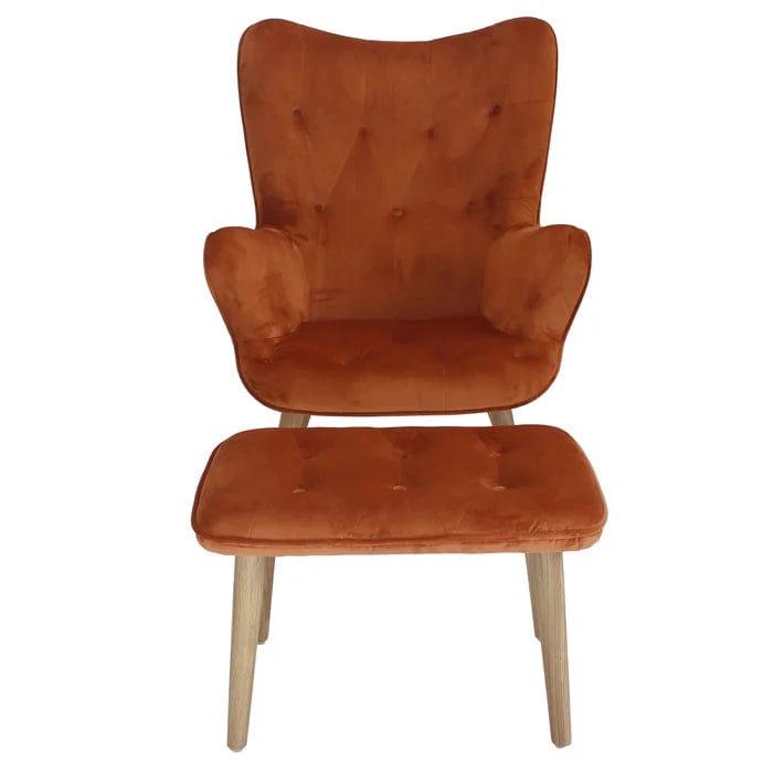 Caleigh Wide Tufted Armchair and Ottoman - Ouch Cart 