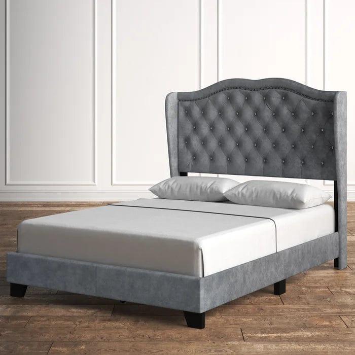 Carlie Tufted Upholstered Low Profile Standard Bed - Ouch Cart 