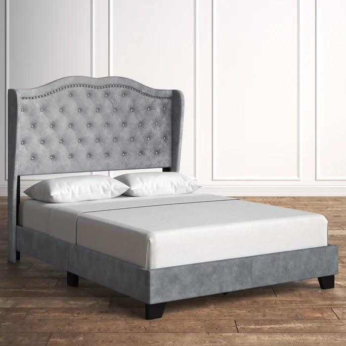 Carlie Tufted Upholstered Low Profile Standard Bed - Ouch Cart 