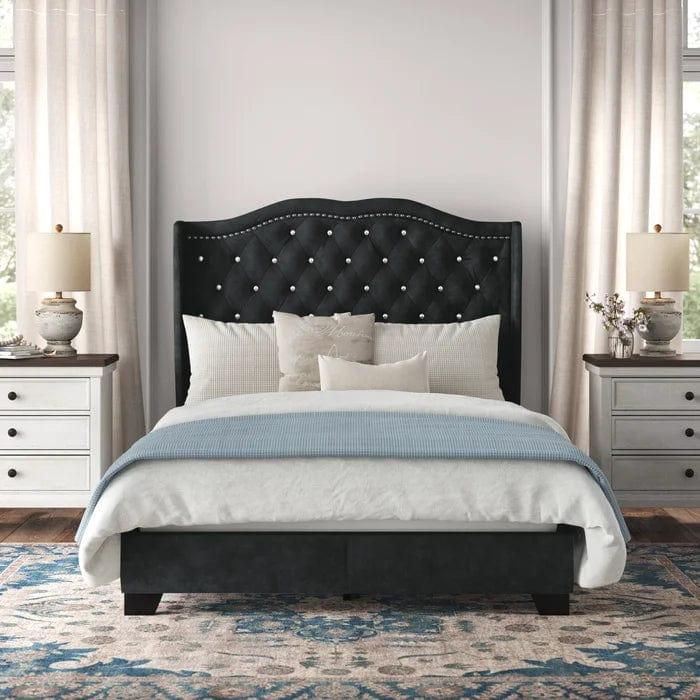 Carlie Tufted Upholstered Low Profile Standard Bed - Ouch Cart 