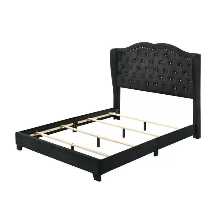 Carlie Tufted Upholstered Low Profile Standard Bed - Ouch Cart 