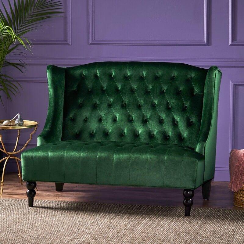 Wooden Two-seater Sofa Recessed Arm Loveseat - Ouch Cart 