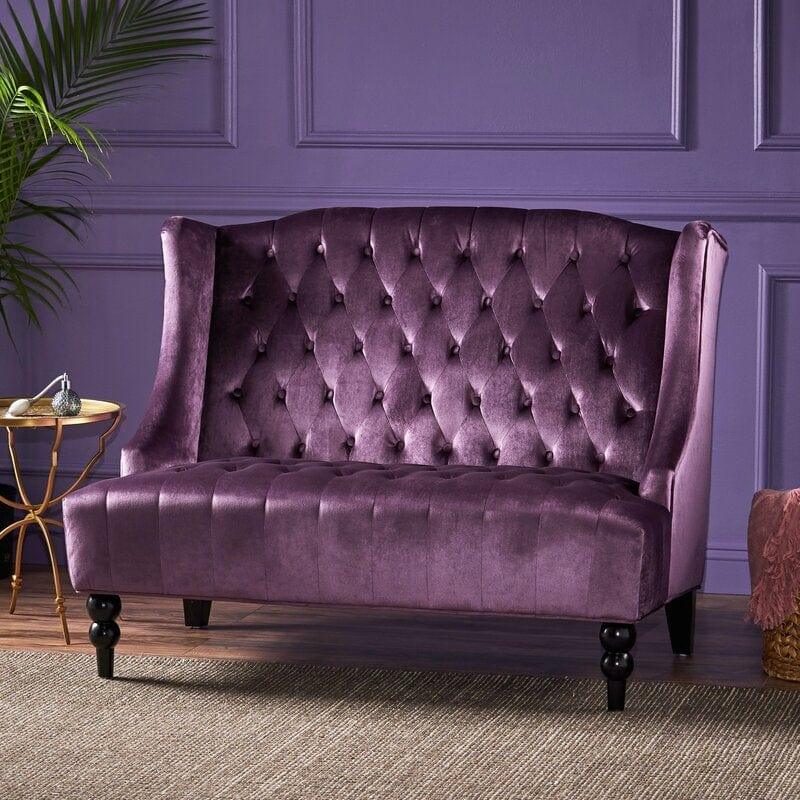 Wooden Two-seater Sofa Recessed Arm Loveseat - Ouch Cart 