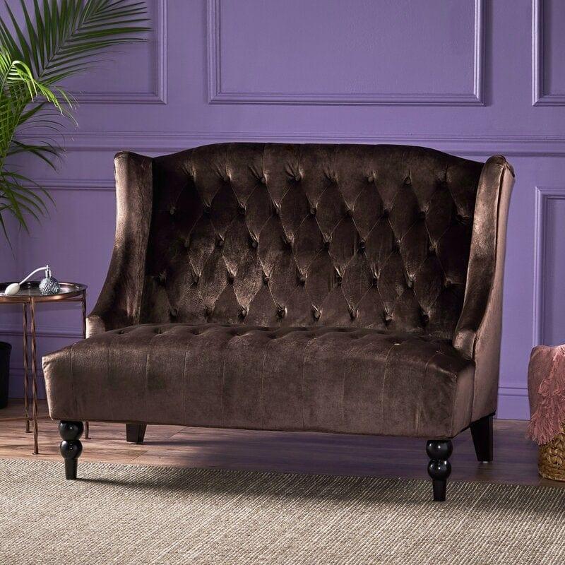 Wooden Two-seater Sofa Recessed Arm Loveseat - Ouch Cart 