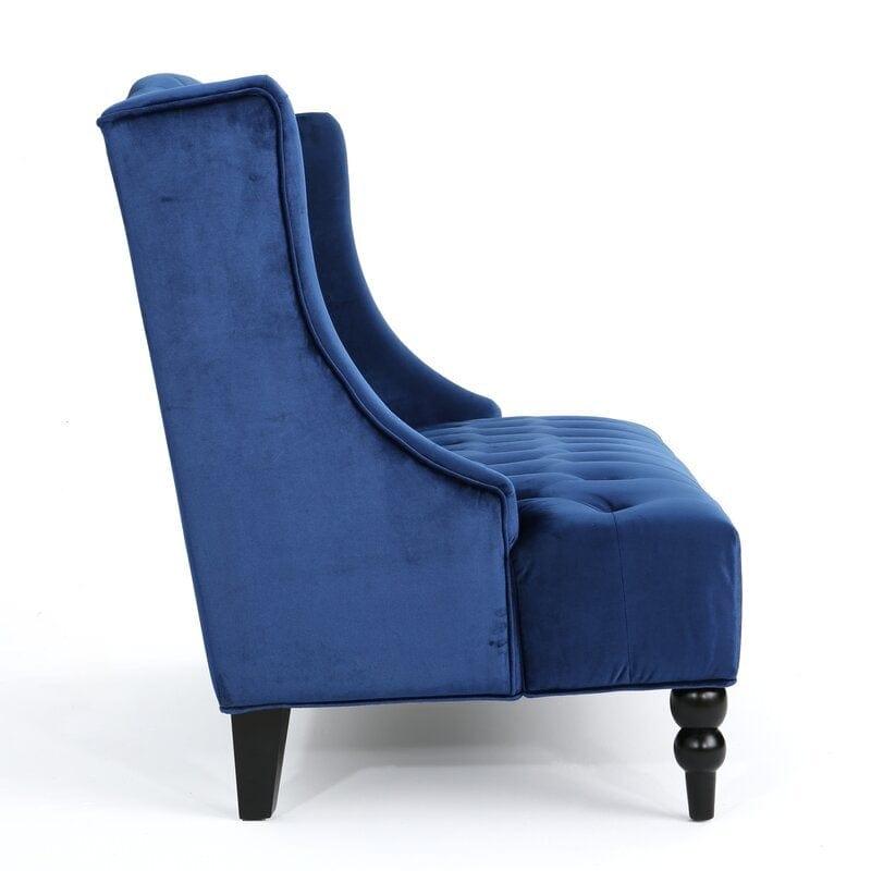 Wooden Two-seater Sofa Recessed Arm Loveseat - Ouch Cart 