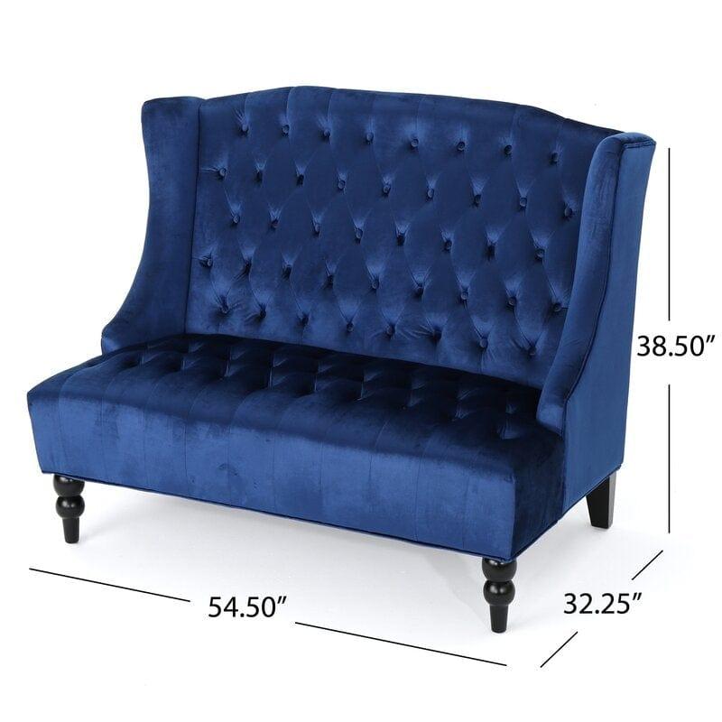 Wooden Two-seater Sofa Recessed Arm Loveseat - Ouch Cart 