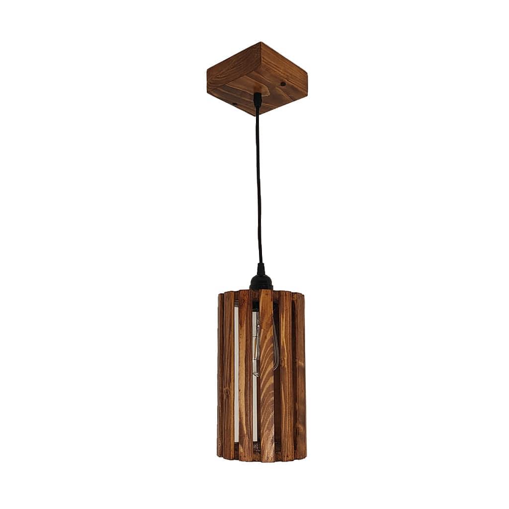 Casa Brown Wooden Single Hanging Lamp - Ouch Cart 