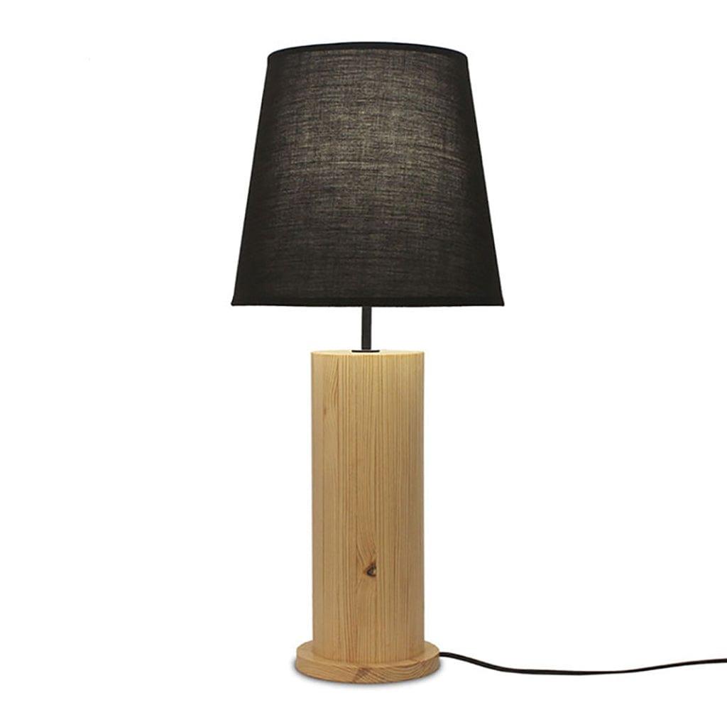 Cedar Beige Wooden Table Lamp with Black Fabric Lampshade - Ouch Cart 