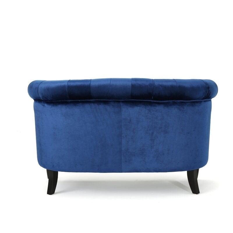 Velvet Rolled Arm Chesterfield Loveseat