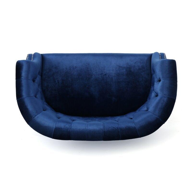 Velvet Rolled Arm Chesterfield Loveseat - Ouch Cart 
