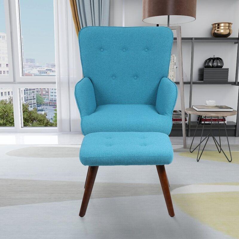 Wide Tufted Lounge Chair and Ottoman - Ouch Cart 