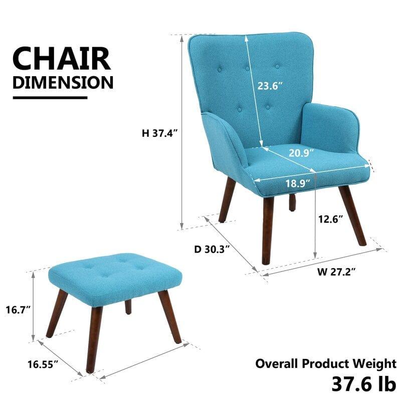 Wide Tufted Lounge Chair and Ottoman - Ouch Cart 