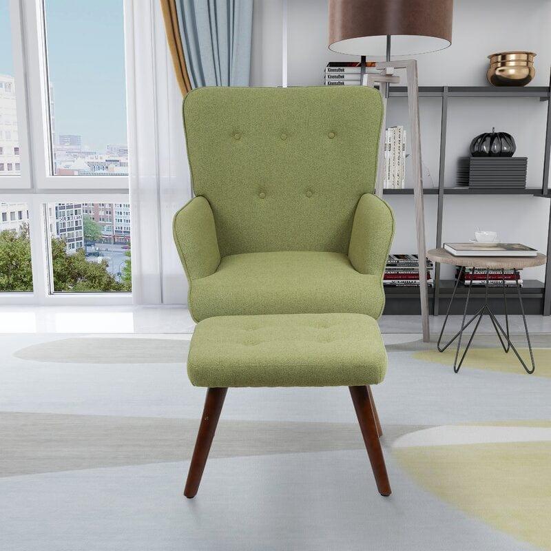Wide Tufted Lounge Chair and Ottoman - Ouch Cart 