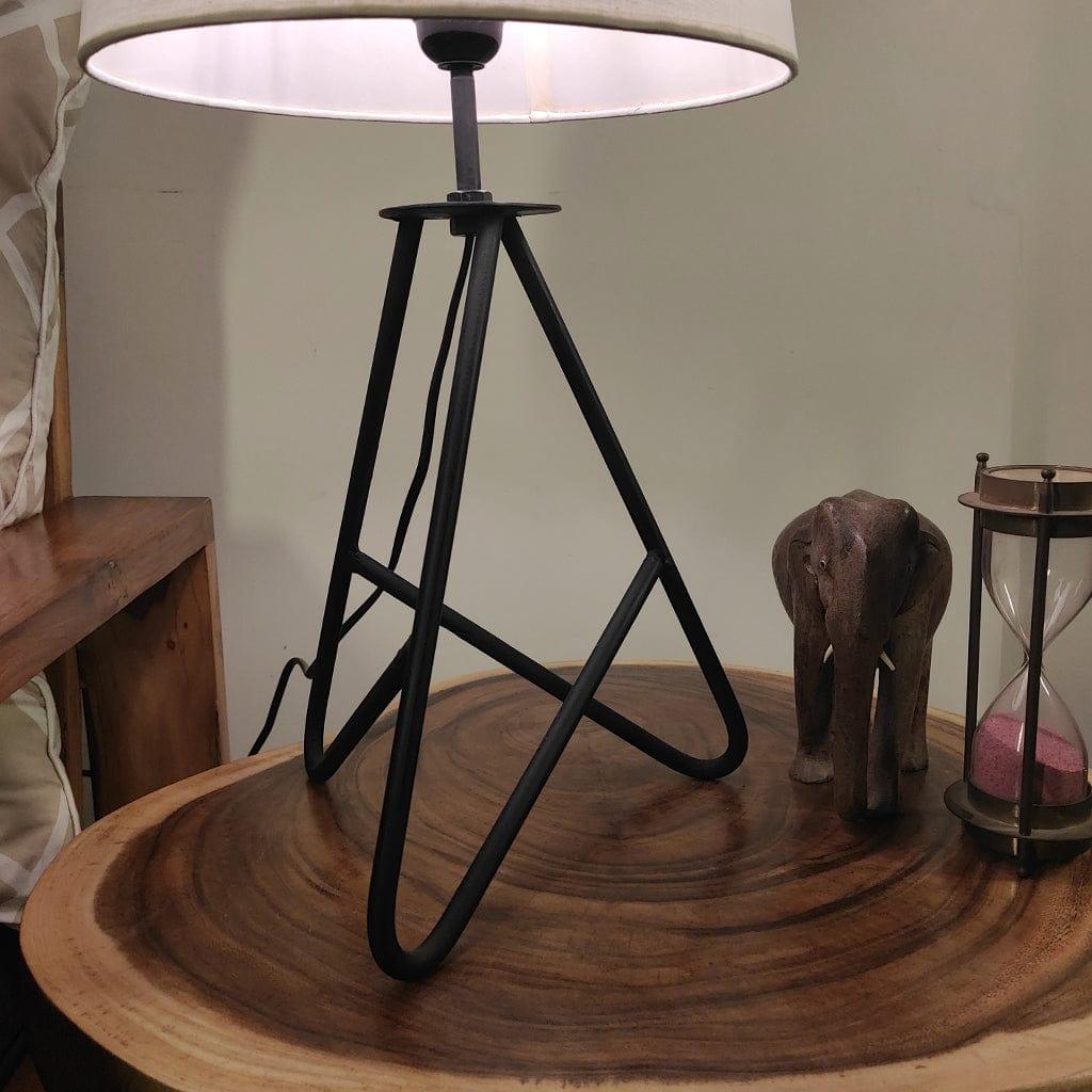 Claire Metal Table Lamp with Black Base and Premium White Fabric Lampshade (BULB NOT INCLUDED) - Ouch Cart 