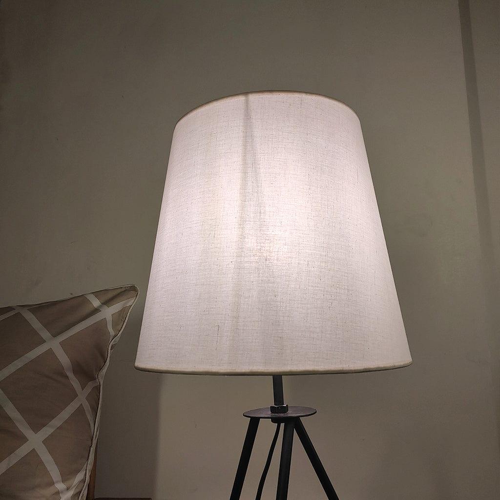 Claire Metal Table Lamp with Black Base and Premium White Fabric Lampshade (BULB NOT INCLUDED) - Ouch Cart 