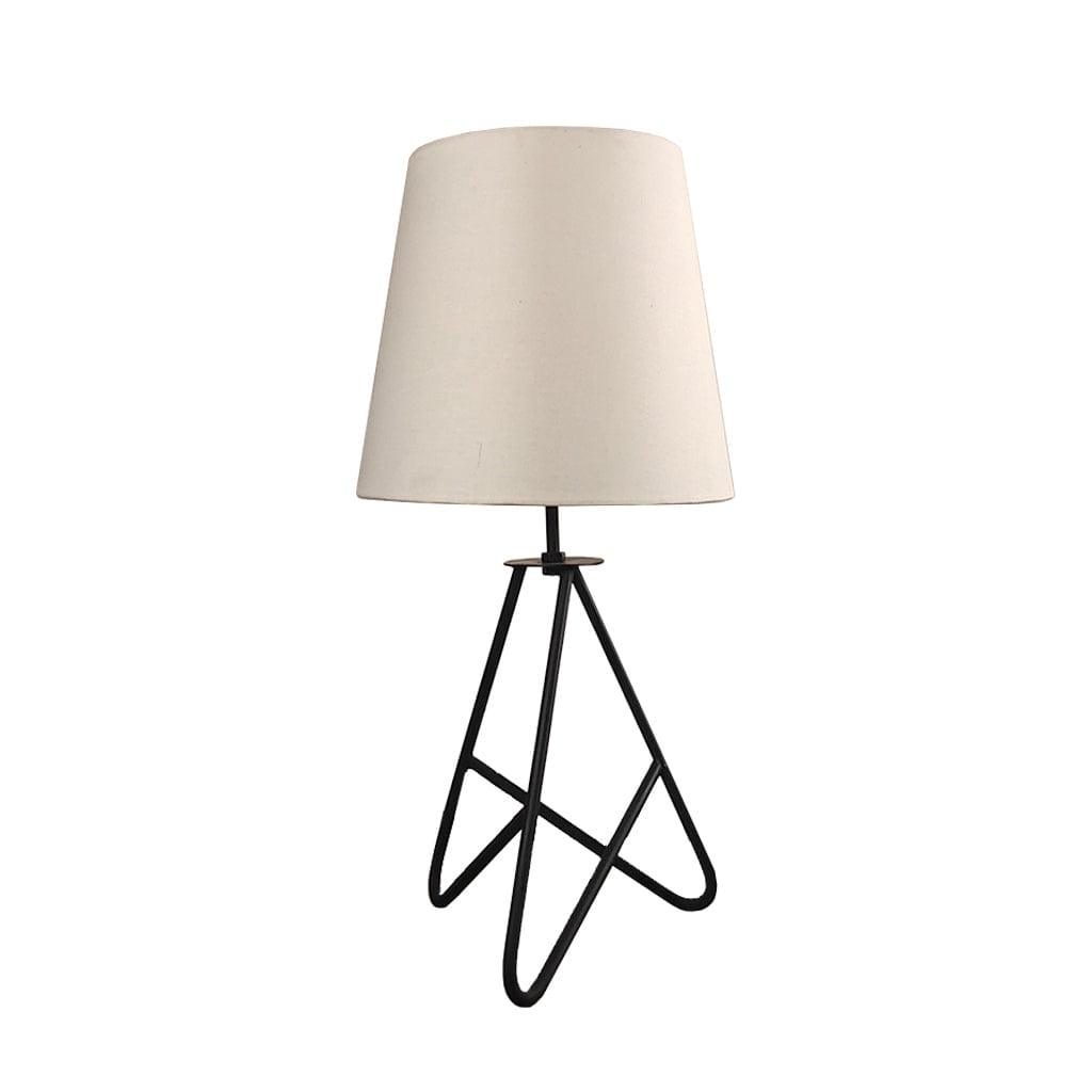 Claire Metal Table Lamp with Black Base and Premium White Fabric Lampshade (BULB NOT INCLUDED) - Ouch Cart 