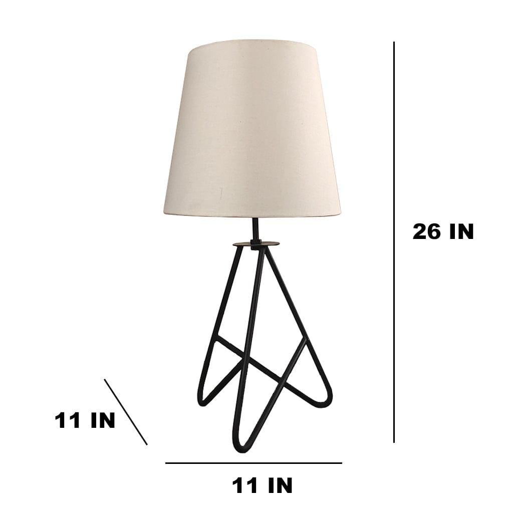 Claire Metal Table Lamp with Black Base and Premium White Fabric Lampshade (BULB NOT INCLUDED) - Ouch Cart 