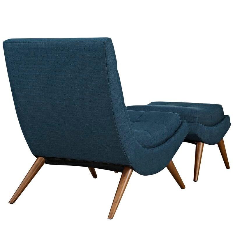 Wide Tufted Lounge Chair and Ottoman - Ouch Cart 