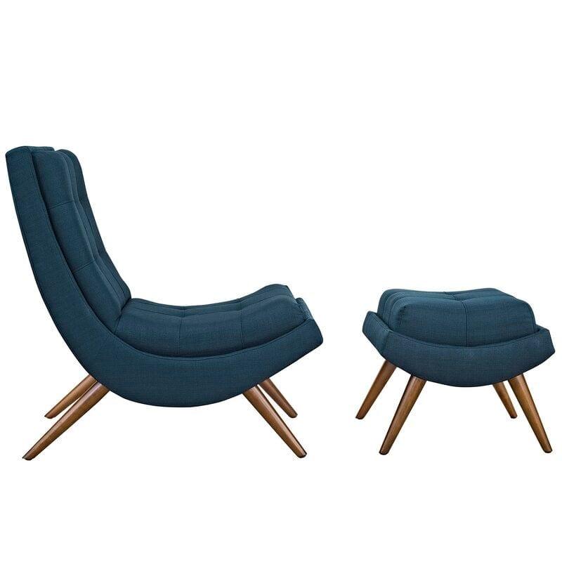 Wide Tufted Lounge Chair and Ottoman - Ouch Cart 