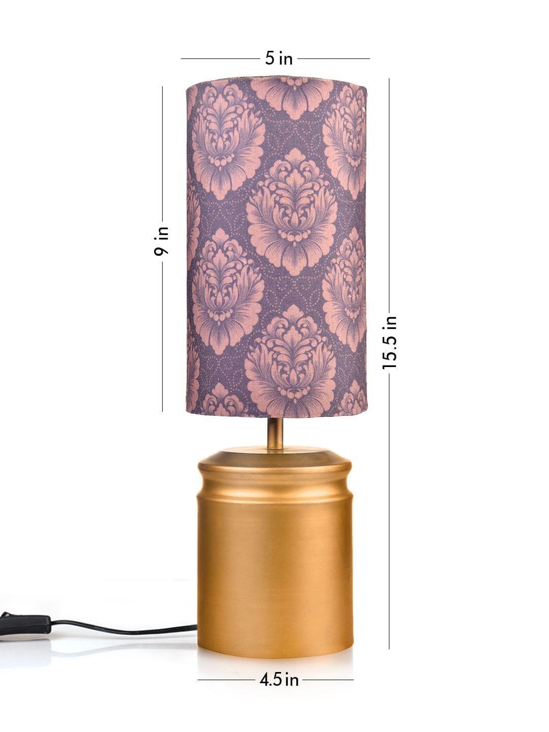 Metal Golden Table Lamp with Motives Printed Shade - Ouch Cart 